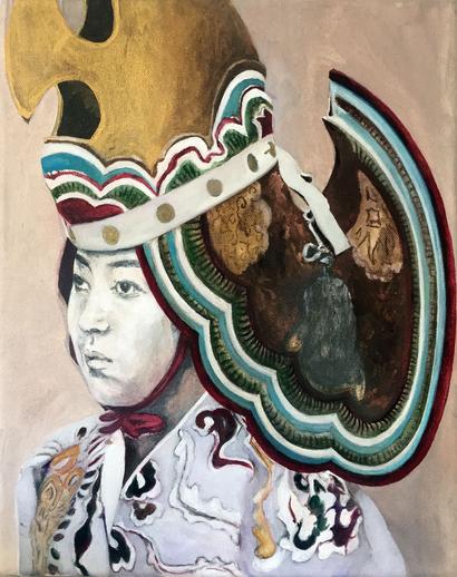 Bugaku-Costume-1880, , acrylic and graphite on canvas, 33x41 cm